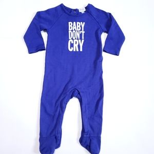 3-6M "Baby don't cry" Onesie Blue Pyjamas